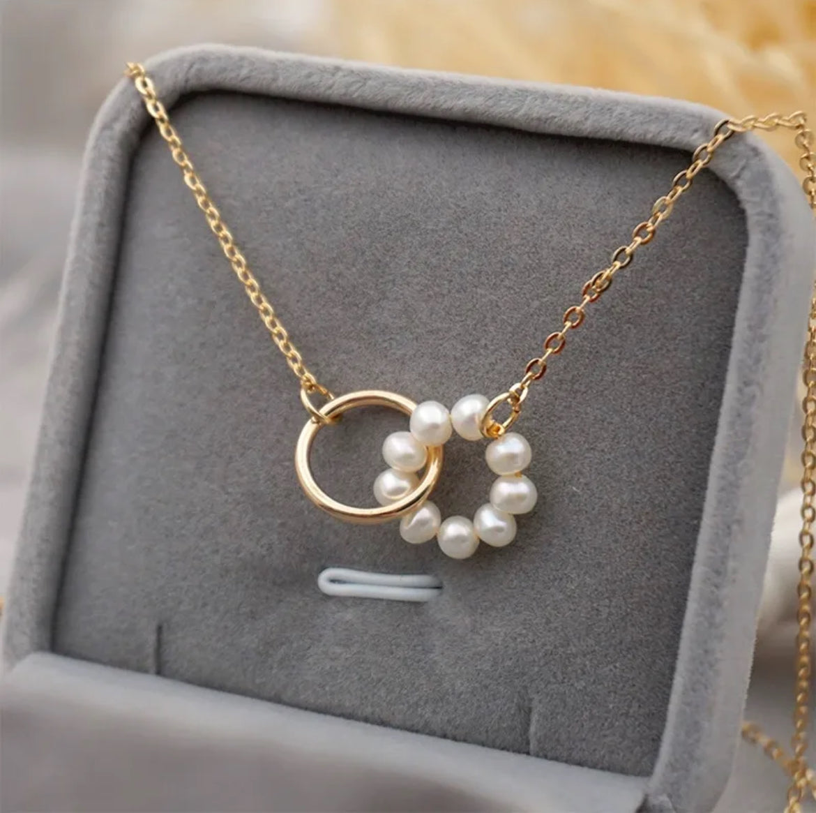 Freshwater Pearl Double Ring Necklace