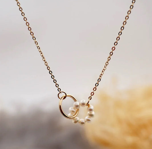 Freshwater Pearl Double Ring Necklace